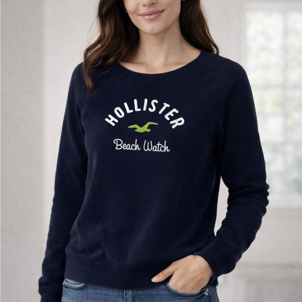 Hollister Beach Watch Y2K Sweatshirt Navy Blue Crewneck Early 2000s Size M Soft